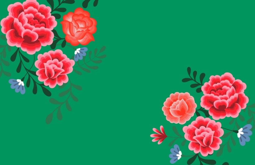 Green Frida Kahlo Flower Wallpaper