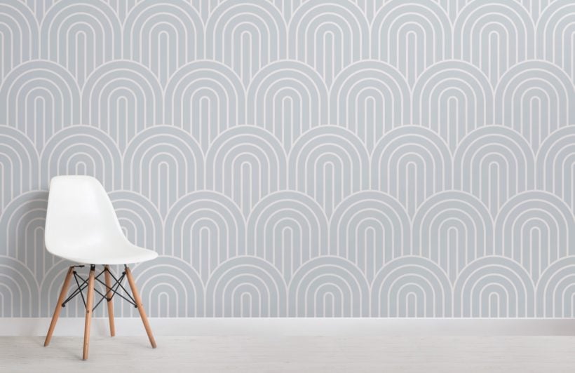Grey Geometric Infinite Loop Striped Wallpaper Mural Room
