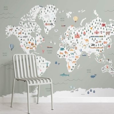 World Map Wallpaper Murals Wallpaper