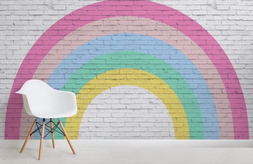 Rainbow Brick Wallpaper | Cute Nursery